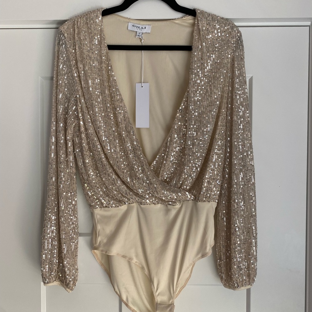 Gilli Sparkling Gold Sequin Bodysuit